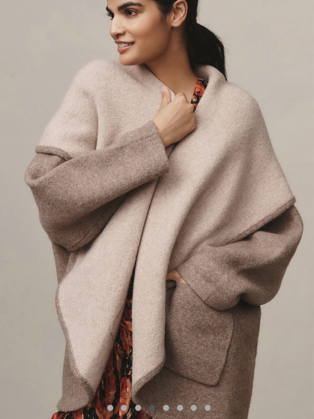 Anthropologie Cozy Two-Tone Wrap Vest in Taupe - Picture 6 of 8